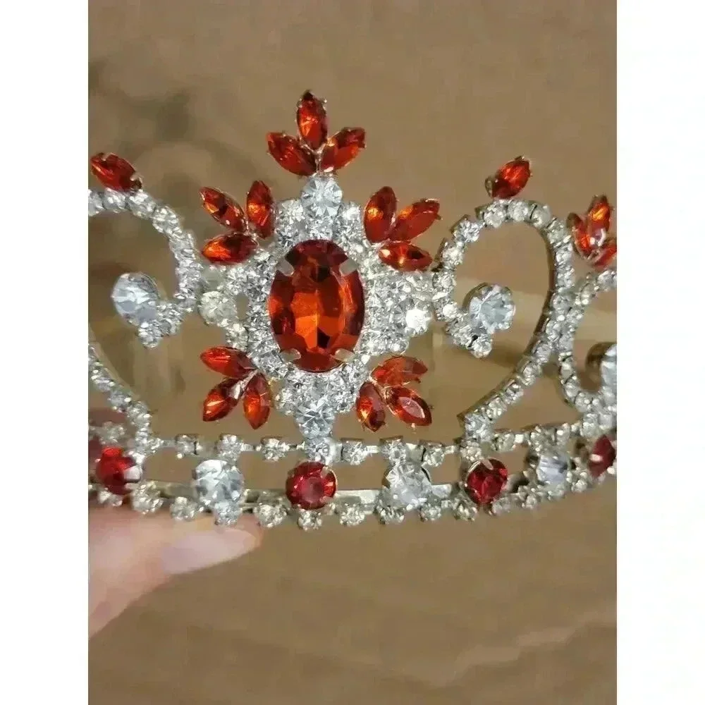 Red and Silver Crystal Tiara - Picture 5 of 7